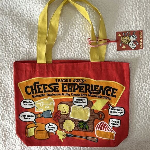 Trader Joe’s Red and Yellow Cheese Adventures Tote Bag Canvas Limited Edition - Picture 2 of 6
